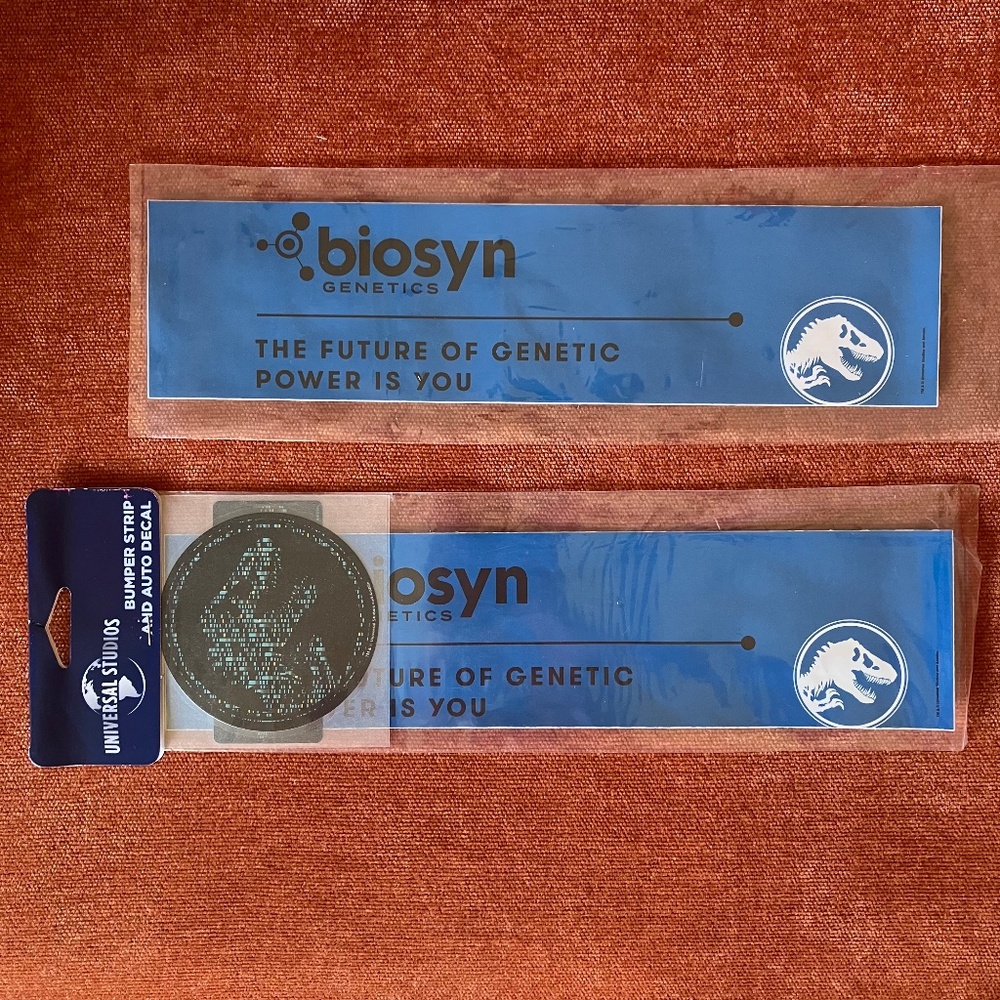 Universal Studios Jurassic World Park BioSyn Genetics Dinosaur Bumper Sticker